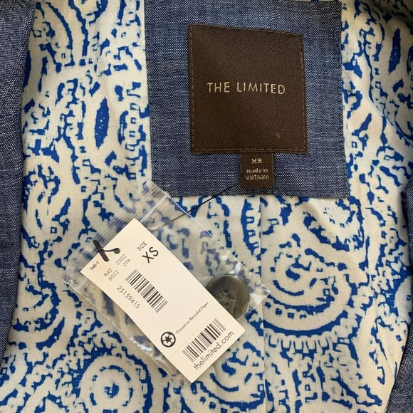 The Limited XS Blazer Jacket NWT 0 1 2 Denim Blue $125 Career Workwear - Picture 4 of 7
